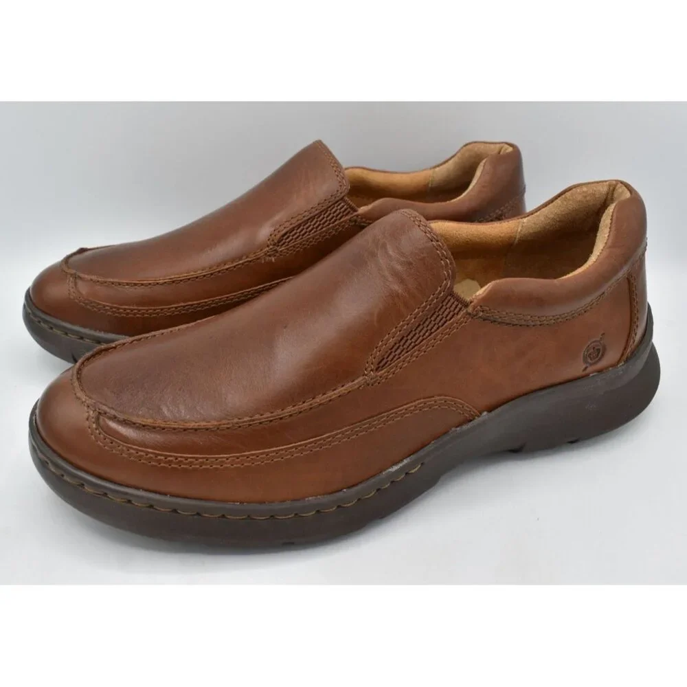 Born Mens Size‎ 10 Cambridge British Tan Leather Loafers Shoes